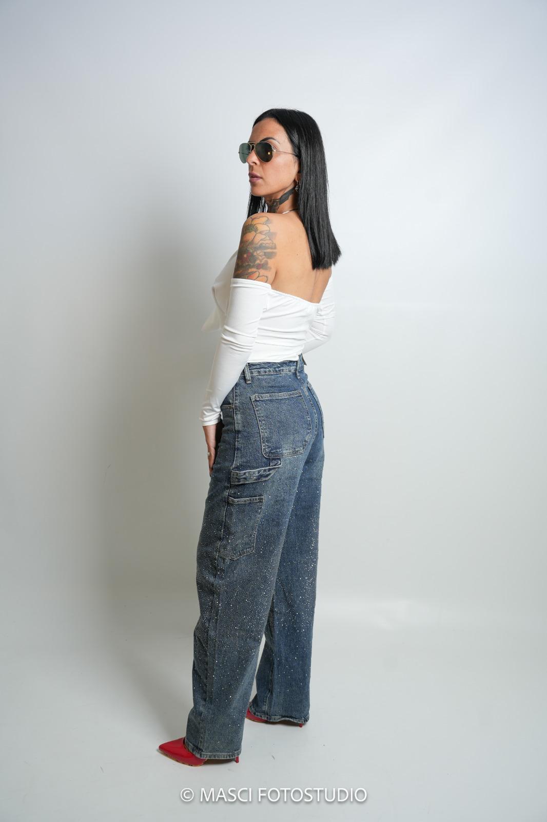 Jeans Cargo Brillantinato