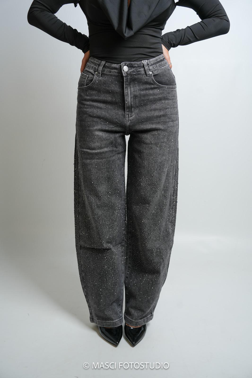 Jeans Barrel brillantinato