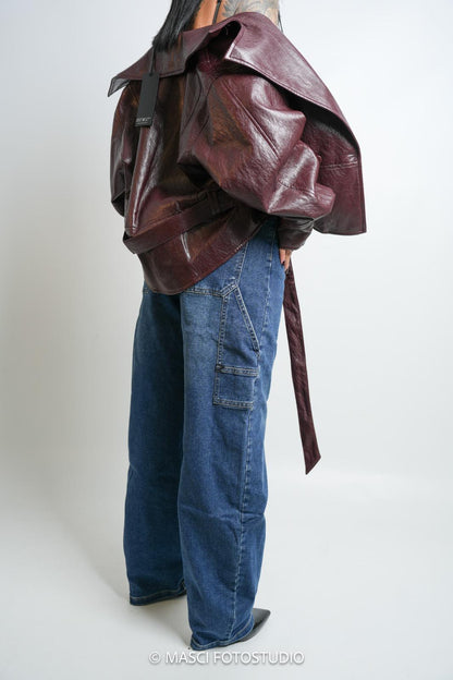 Jeans Wide Balloon Cargo Chiusura Ad Incrocio