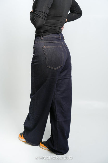 Jeans Wide Balloon Chiusura Ad Incrocio