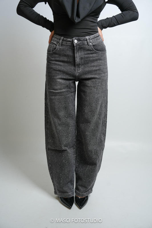 Jeans Barrel brillantinato